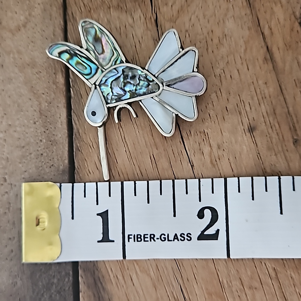 Mother of Pearl and Silver Hummingbird Brooch